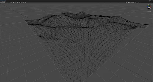 3D Drahtgittermodell einer Landschaft.