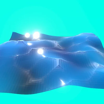 3D-Objekt mit blauer Oberfläche und Lichtern
