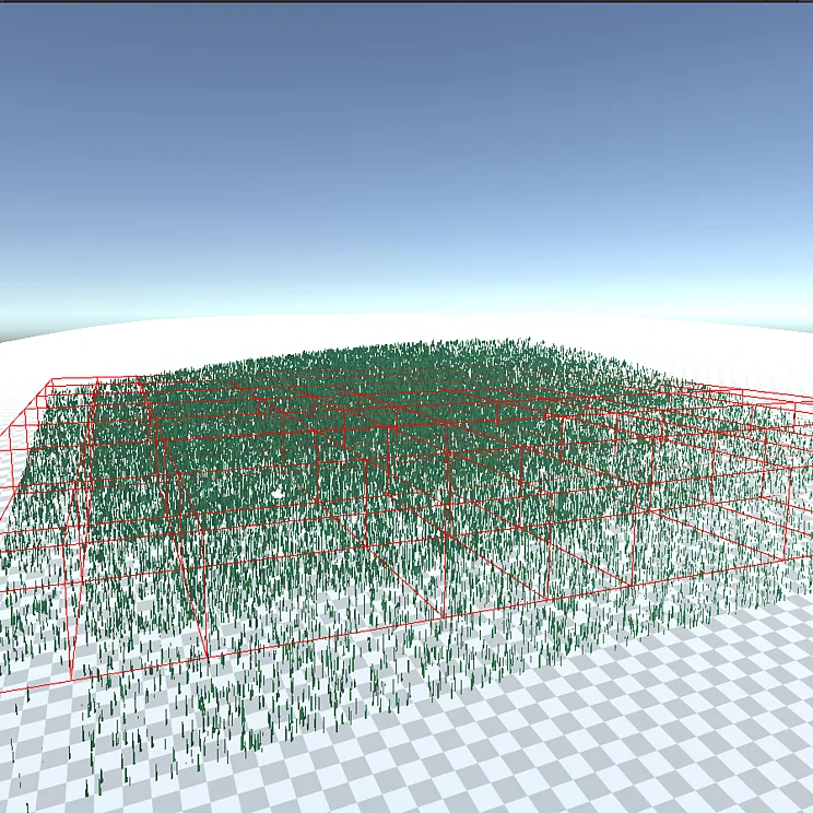 3D-Gitterstruktur in einer Landschaft.