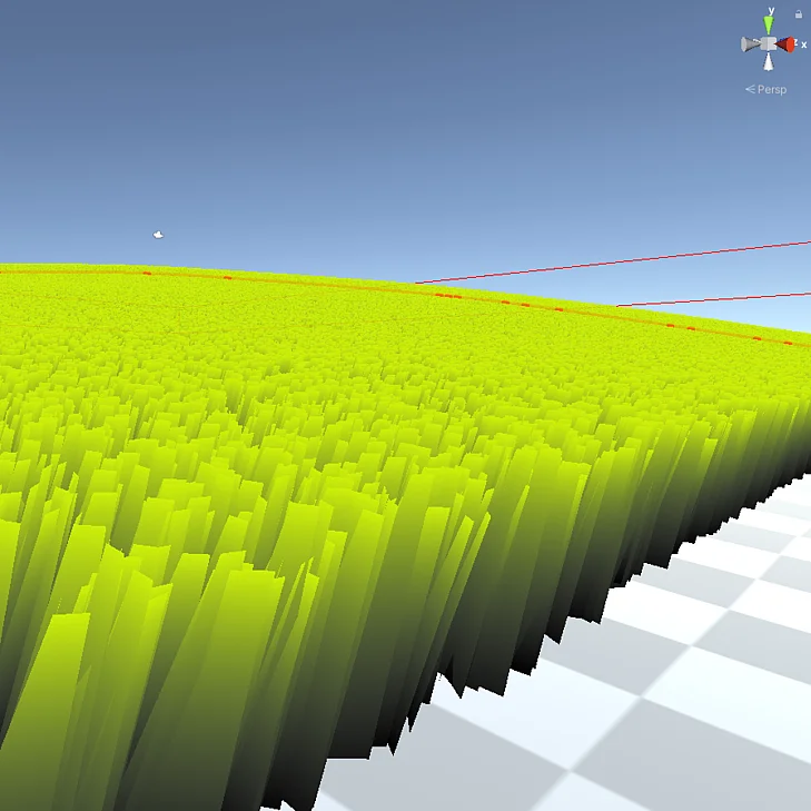 3D-Grafik eines gelben Grasfeldes.